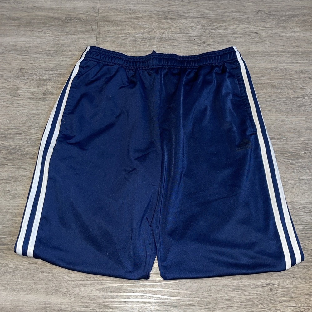 Large- Adidas Men's Navy Blue 3 Stripe Joggers